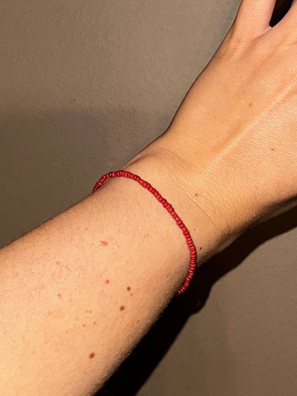 Red seed beaded bracelet
